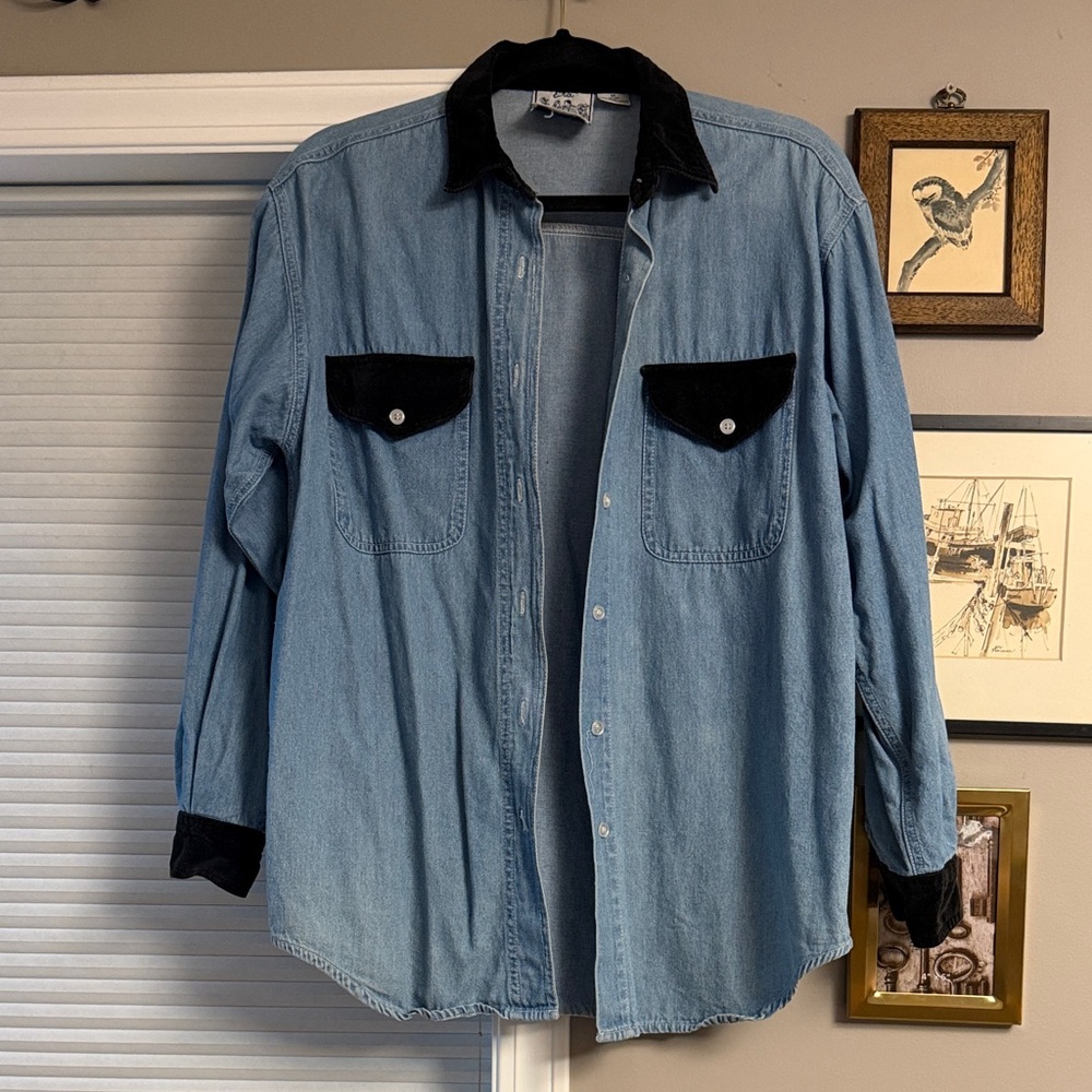 Vintage Denim and Black Velvet shirt